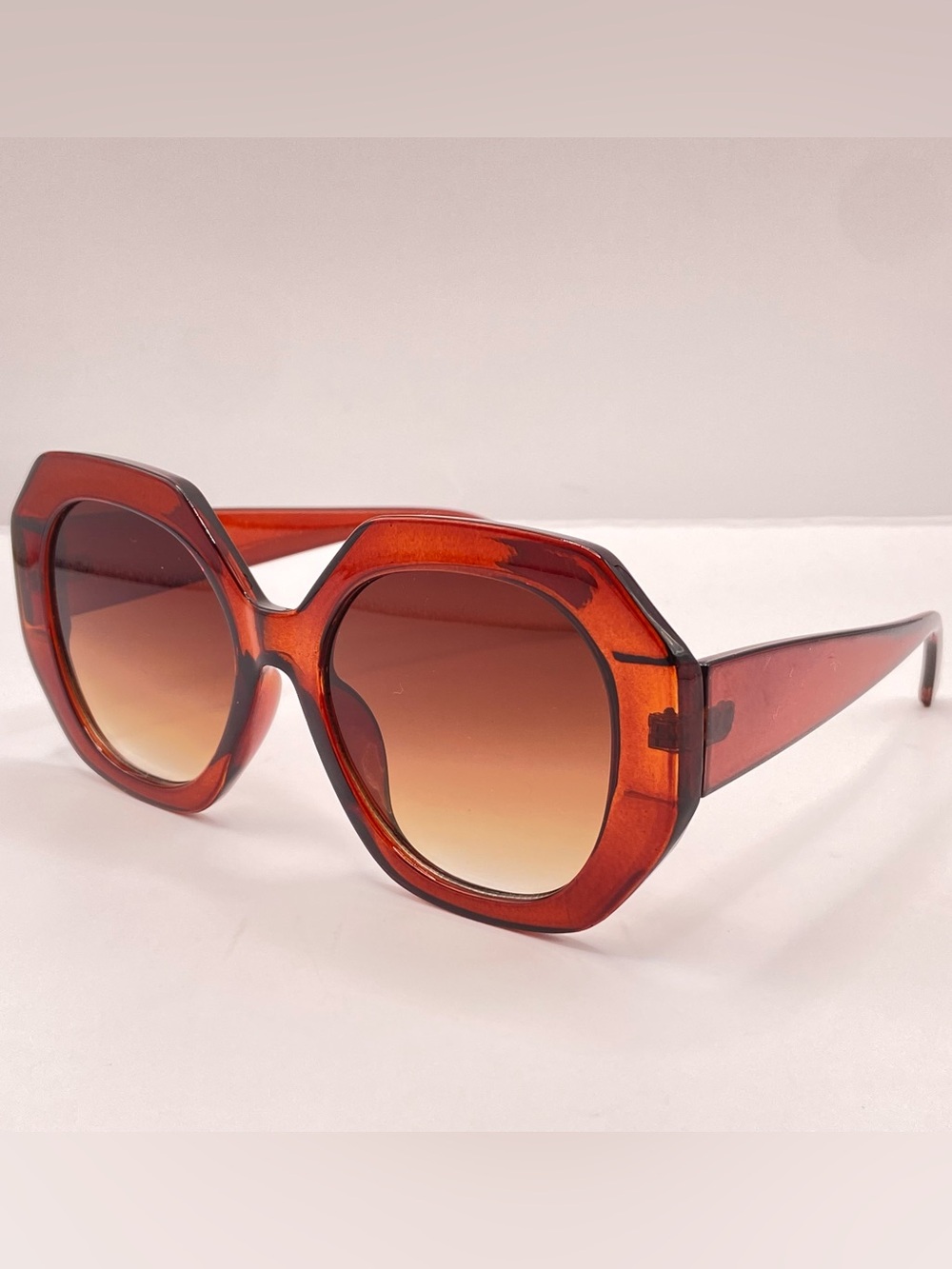 Vintage Oversized Octagon Women’s Sunglasses Amber Oversized Retro